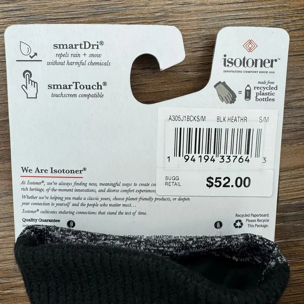 Isotoner smartDri black gloves touchscreen compatible women S / M - Picture 4 of 8